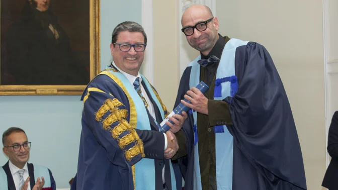 L-R: Professor Rowan Parks, RCSEd President and Aristomenis Exadaktylos
 Aristomenis Exadaktylos