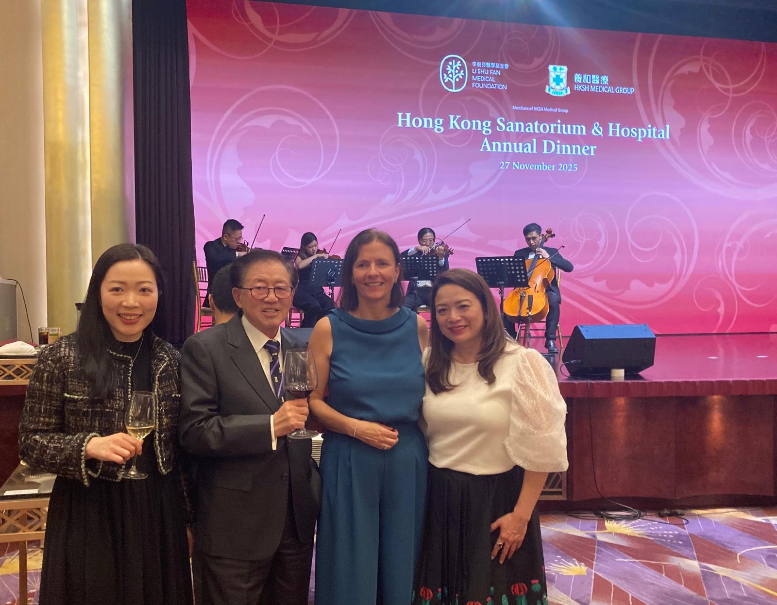 Dr Yuen, Dr William Li (nephew of Dr Li Shu Fan), Medical Superintendent of HKSH and Dr Clare McNaught