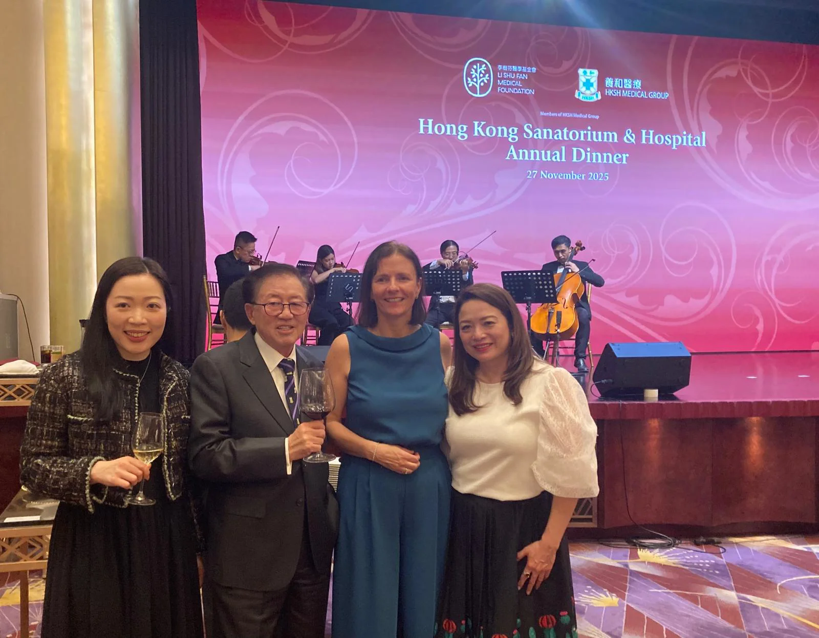 Dr Yuen, Dr William Li (nephew of Dr Li Shu Fan), Medical Superintendent of HKSH and Dr Clare McNaught