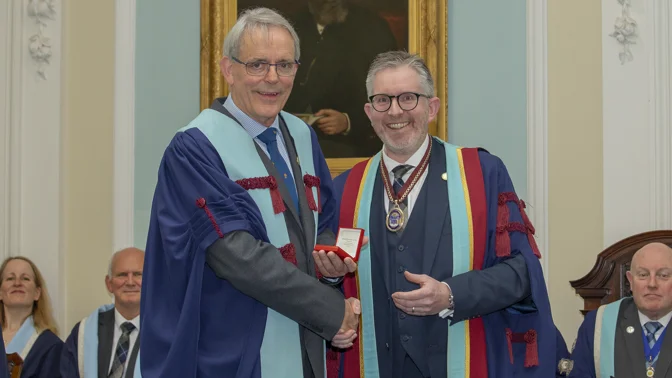 L-R: Professor Brian Nattress,  Dental Faculty Medal 2023 recipient and Professor Grant T McIntyre, Dean of the Faculty of Dental Surgery Professor Brian Nattress