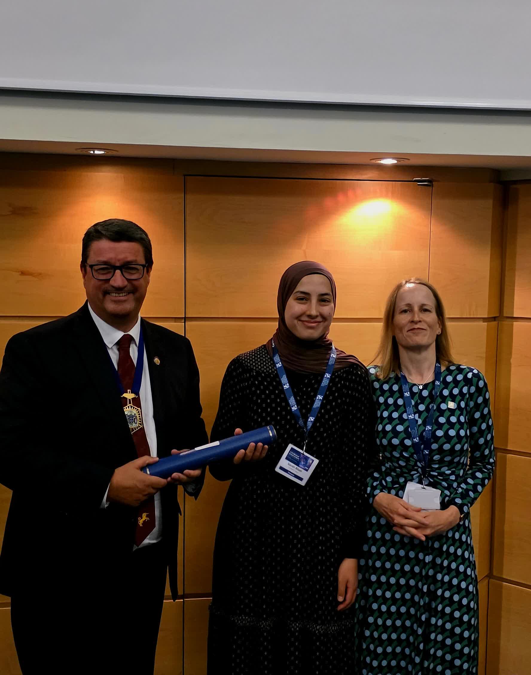 Runner up of the Triennial Oral Presentation, Sarah Khan