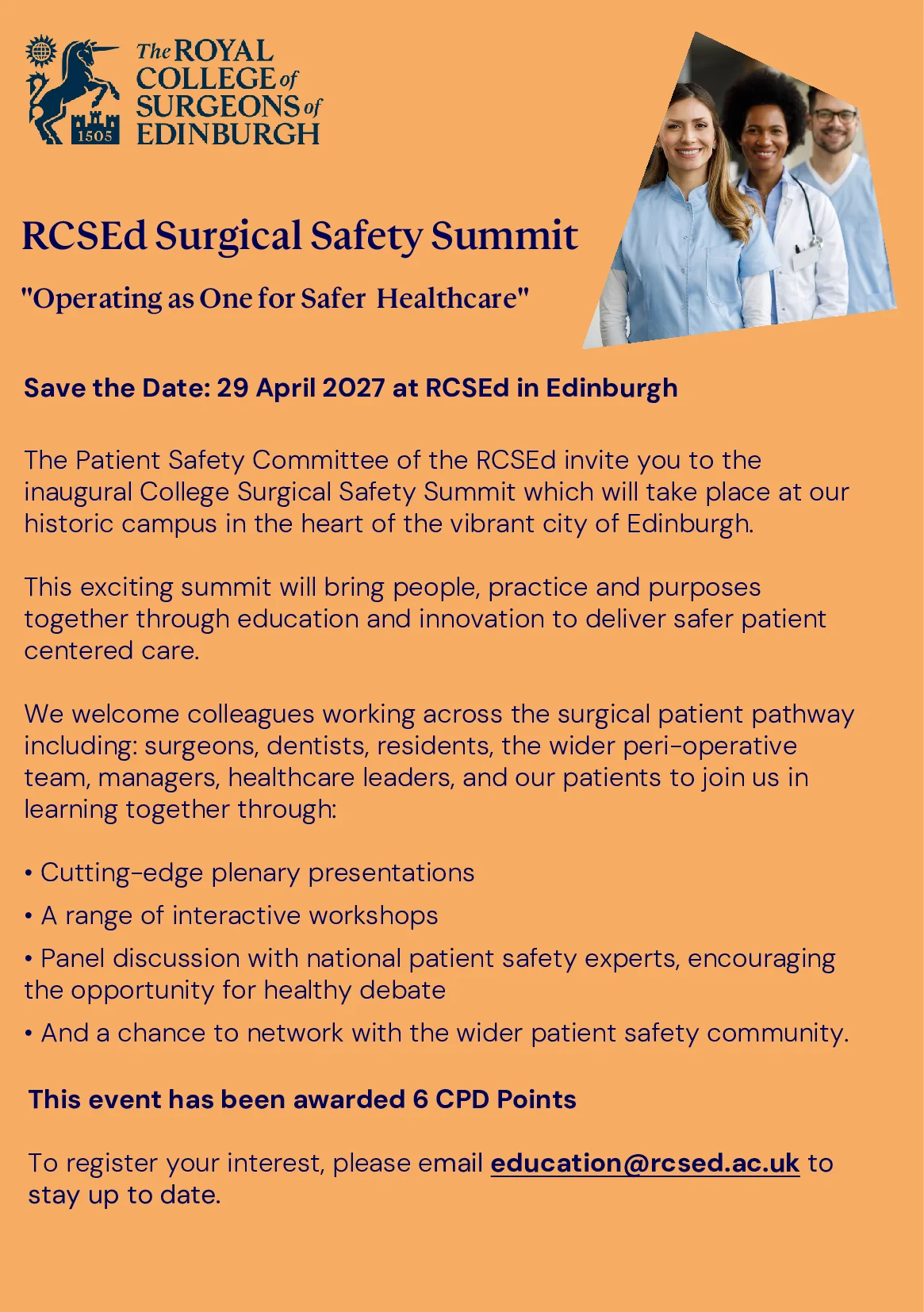 RCSEd Surgical Safety Summit 2027 - Save The Date