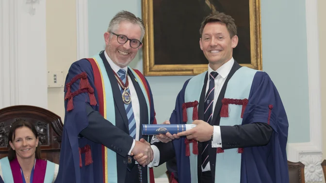 L-R: Professor Grant T McIntyre, Dean of the Faculty of Dental Surgery and Dr Christopher Leech Dr Christopher Leech